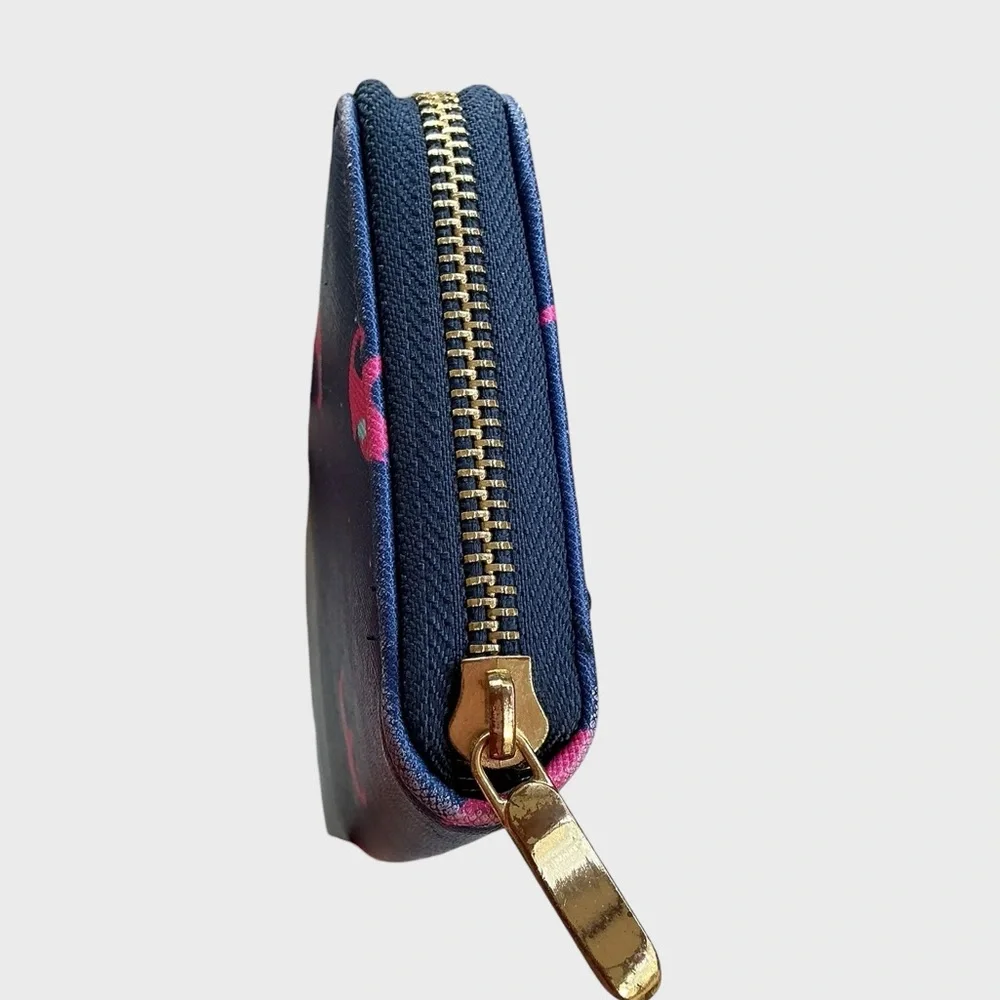 Charlie Paige Elephant Print Zip Around Wallet Navy Pink Long Wallet